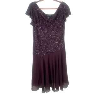 Jakara Formal Sequin Plum MIDI Dress Size 16